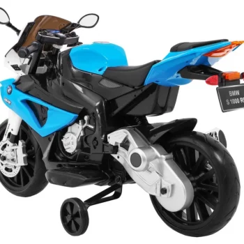 Bmw S1000 Rr Dječji Motocikl Na Baterije, Plavi + Pomoćni Kotači + Oslonac, Plava Motor Na Akumulator 5