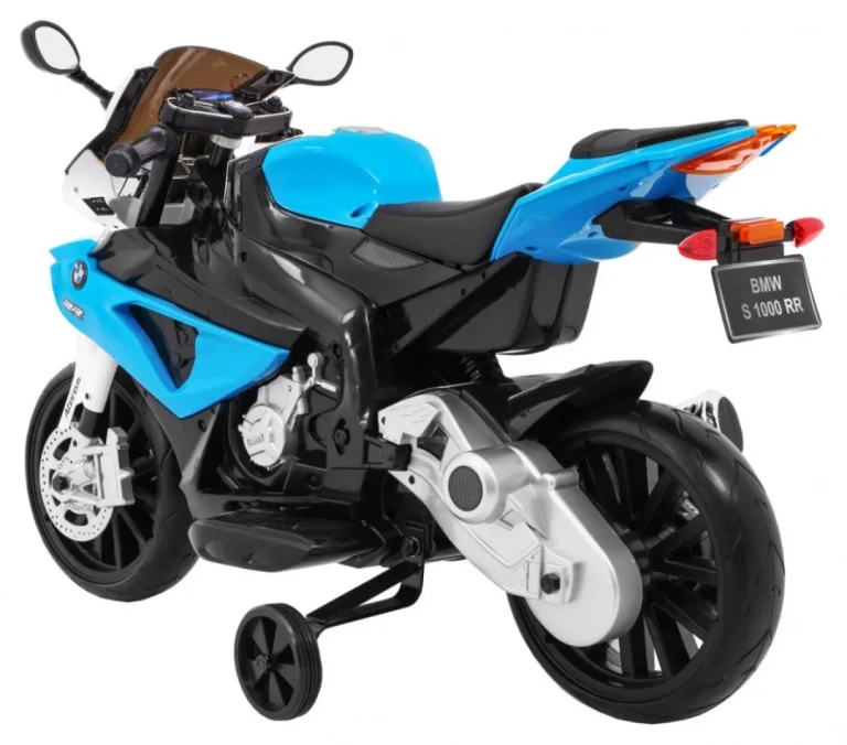 Bmw S1000 Rr Dječji Motocikl Na Baterije, Plavi + Pomoćni Kotači + Oslonac, Plava Motor Na Akumulator 5