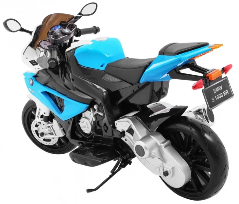 Bmw S1000 Rr Dječji Motocikl Na Baterije, Plavi + Pomoćni Kotači + Oslonac, Plava Motor Na Akumulator 6