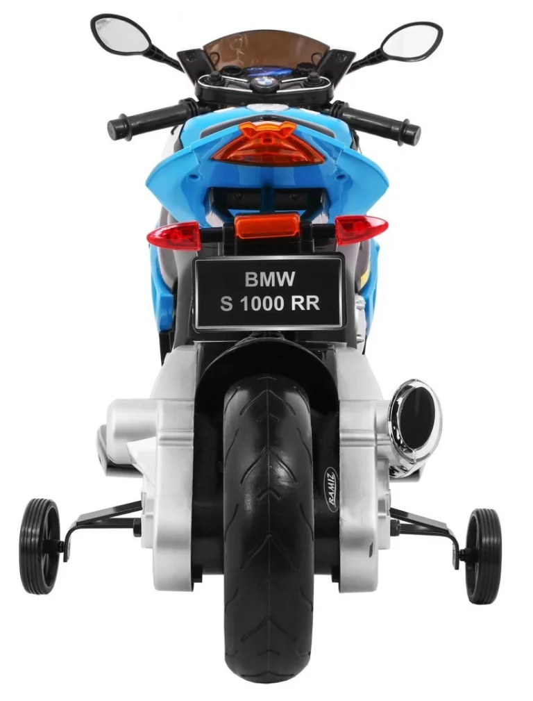 Bmw S1000 Rr Dječji Motocikl Na Baterije, Plavi + Pomoćni Kotači + Oslonac, Plava Motor Na Akumulator 7