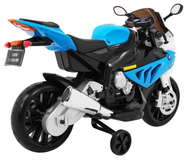 Bmw S1000 Rr Dječji Motocikl Na Baterije, Plavi + Pomoćni Kotači + Oslonac, Plava Motor Na Akumulator 9