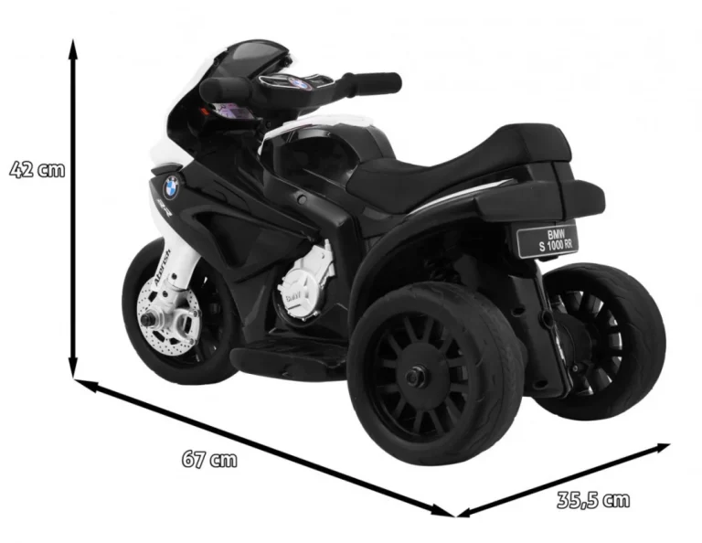 Bmw S1000 Rr Mini Motocikl Na Baterije Za Djecu Crni + 3 Kotača + Zvukovi + Led, Crna Motor Na Akumulator 2