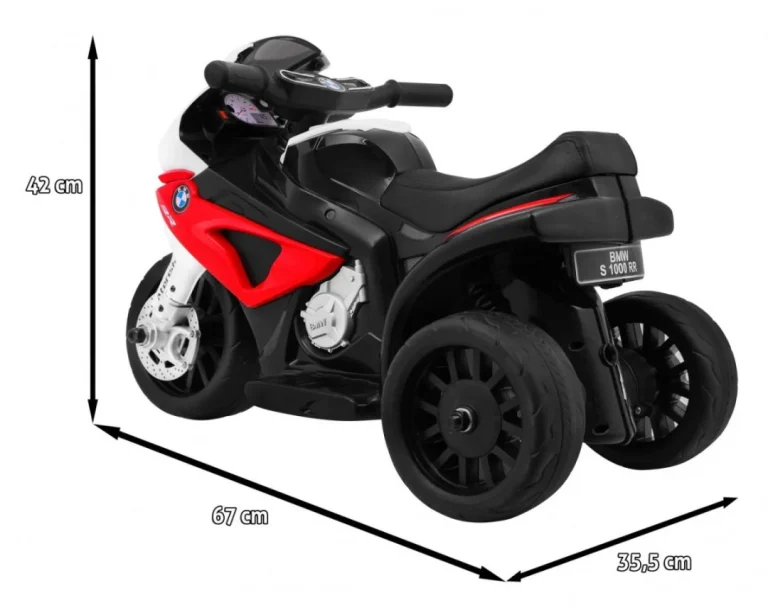 Bmw S1000 Rr Mini Motocikl Na Baterije Za Djecu Crveni + 3 Kotača + Zvukovi + Led, Crvena Motor Na Akumulator 2
