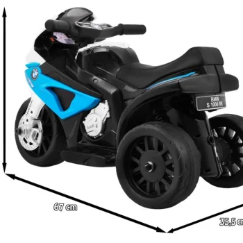Bmw S1000 Rr Mini Motocikl Na Baterije Za Djecu, Plavi + 3 Kotača + Zvukovi + Led, Plava Motor Na Akumulator 2