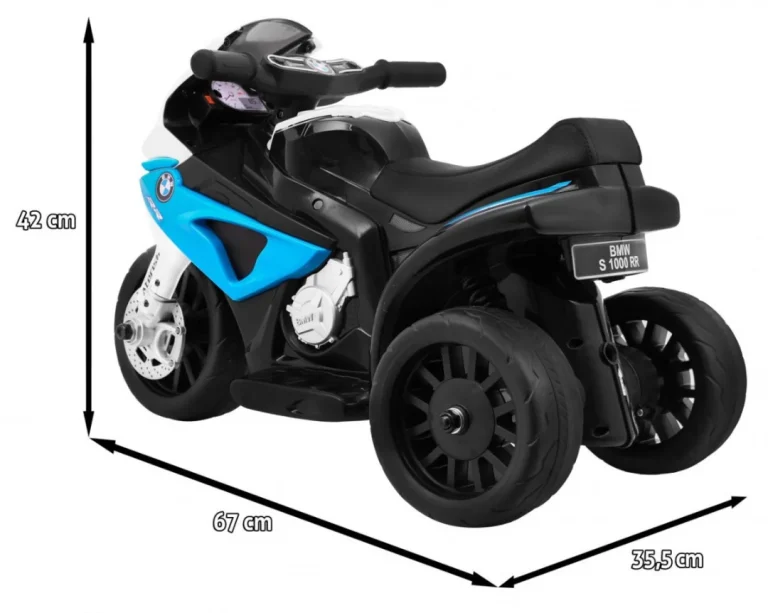 Bmw S1000 Rr Mini Motocikl Na Baterije Za Djecu, Plavi + 3 Kotača + Zvukovi + Led, Plava Motor Na Akumulator 2