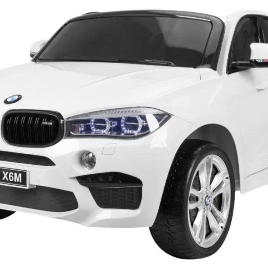 Bmw X6m Xxl Za 2 Djece Bijeli Suv + Daljinski Upravljač + Eko Koža, Bijela 1