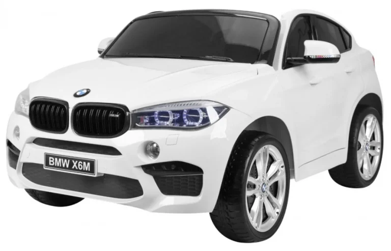 Bmw X6m Xxl Za 2 Djece Bijeli Suv + Daljinski Upravljač + Eko Koža, Bijela 1
