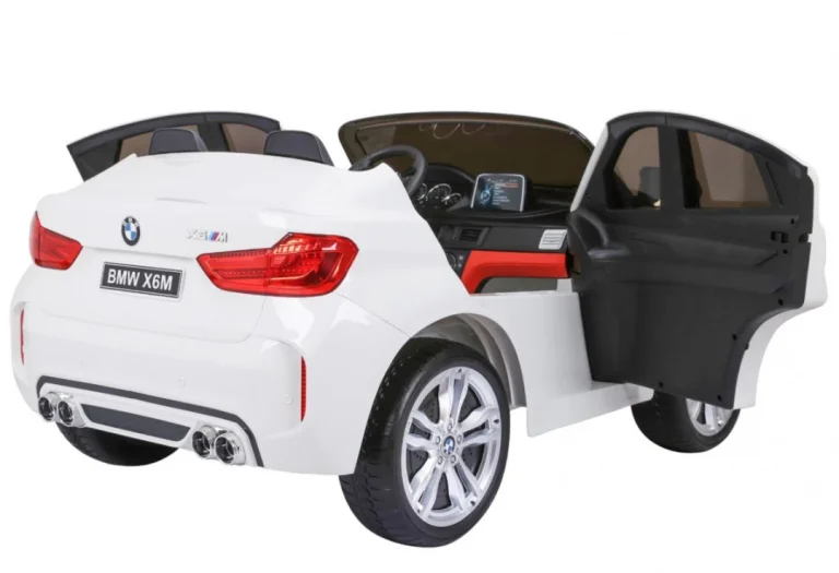 Bmw X6m Xxl Za 2 Djece Bijeli Suv + Daljinski Upravljač + Eko Koža, Bijela 11
