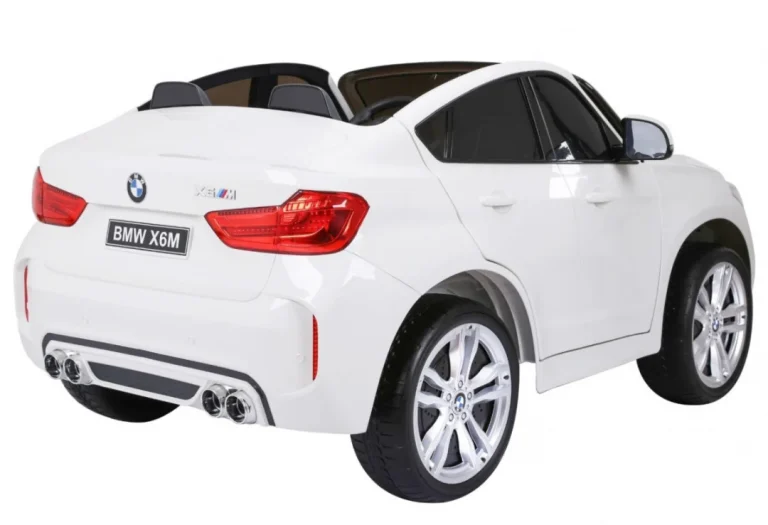 Bmw X6m Xxl Za 2 Djece Bijeli Suv + Daljinski Upravljač + Eko Koža, Bijela 12