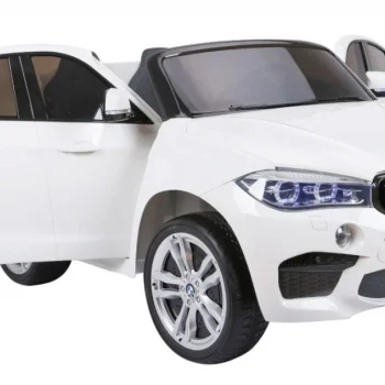 Bmw X6m Xxl Za 2 Djece Bijeli Suv + Daljinski Upravljač + Eko Koža, Bijela 16