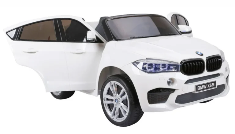 Bmw X6m Xxl Za 2 Djece Bijeli Suv + Daljinski Upravljač + Eko Koža, Bijela 16