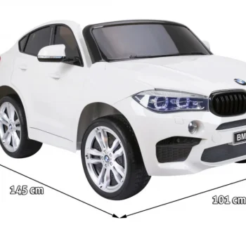 Bmw X6m Xxl Za 2 Djece Bijeli Suv + Daljinski Upravljač + Eko Koža, Bijela 2