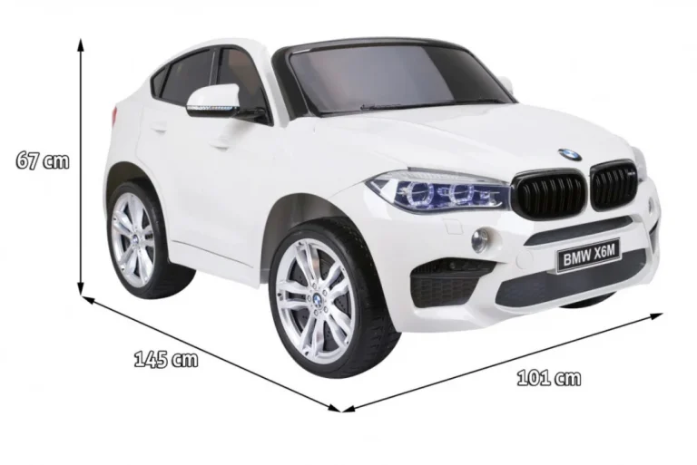 Bmw X6m Xxl Za 2 Djece Bijeli Suv + Daljinski Upravljač + Eko Koža, Bijela 2