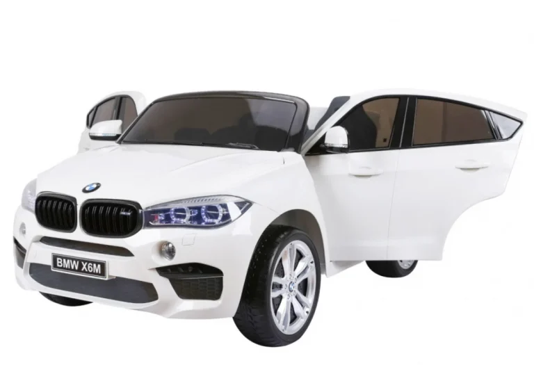 Bmw X6m Xxl Za 2 Djece Bijeli Suv + Daljinski Upravljač + Eko Koža, Bijela 3