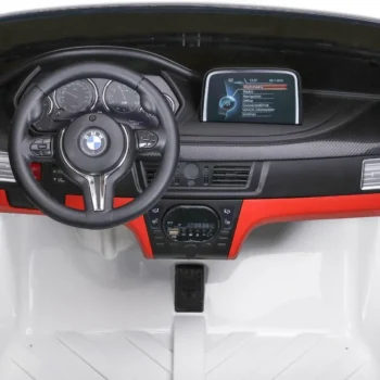 Bmw X6m Xxl Za 2 Djece Bijeli Suv + Daljinski Upravljač + Eko Koža, Bijela 8