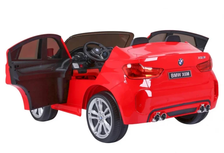 Bmw X6m Xxl Za 2 Djece Crveni Suv + Daljinski Upravljač + Eko Koža, Crvena 11