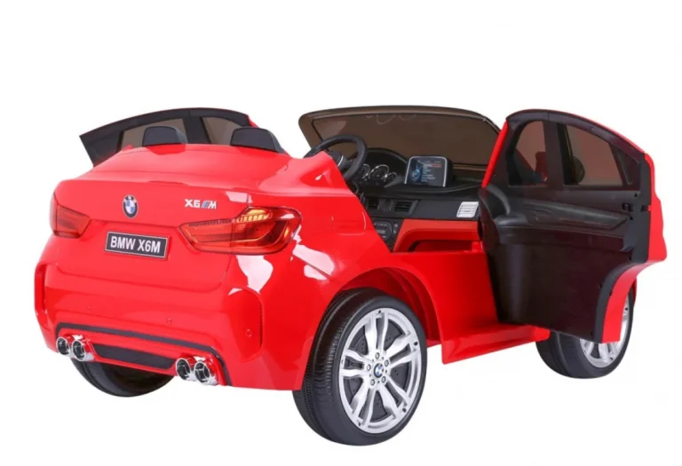 Bmw X6m Xxl Za 2 Djece Crveni Suv + Daljinski Upravljač + Eko Koža, Crvena 17