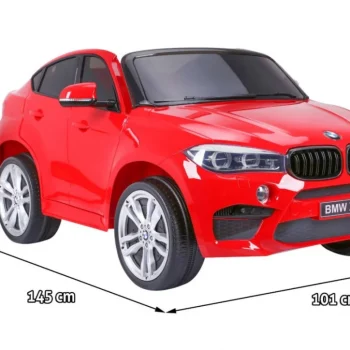 Bmw X6m Xxl Za 2 Djece Crveni Suv + Daljinski Upravljač + Eko Koža, Crvena 2