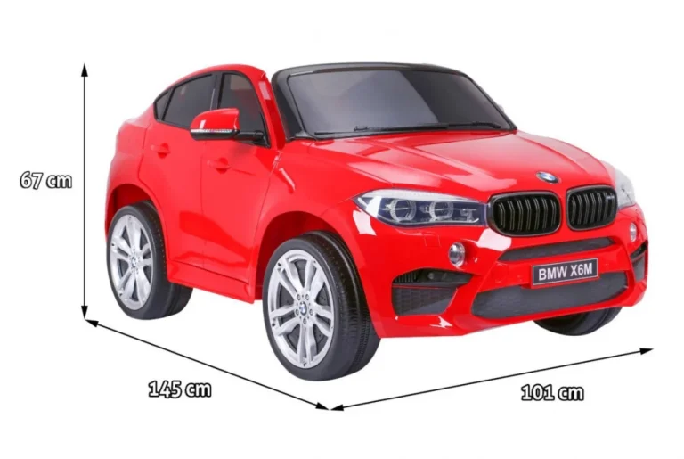 Bmw X6m Xxl Za 2 Djece Crveni Suv + Daljinski Upravljač + Eko Koža, Crvena 2