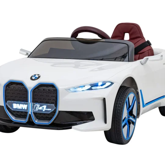 Bmw I4 Dječji Automobil Na Baterije, Bijeli + Spori Start + Eva + Eko Koža + Audio Led, Bijela 1