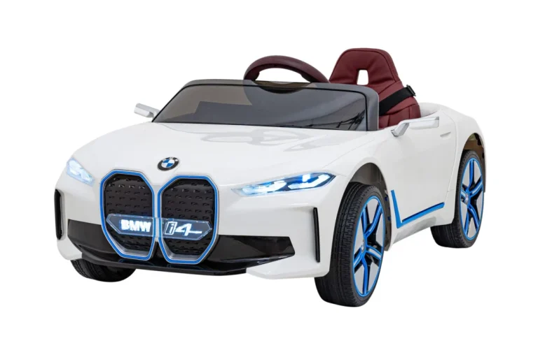 Bmw I4 Dječji Automobil Na Baterije, Bijeli + Spori Start + Eva + Eko Koža + Audio Led, Bijela 1