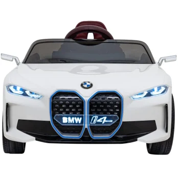 Bmw I4 Dječji Automobil Na Baterije, Bijeli + Spori Start + Eva + Eko Koža + Audio Led, Bijela 4