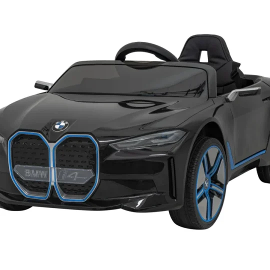 Bmw I4 Dječji Automobil Na Baterije, Crni + Spori Start + Eva + Eko Koža + Audio Led, Crna 1