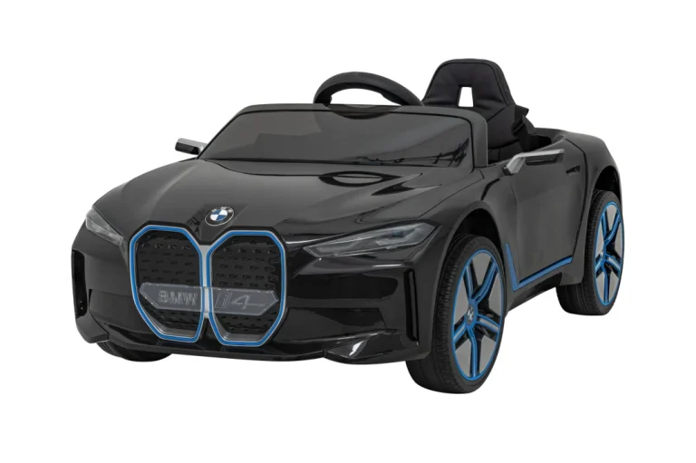 Bmw I4 Dječji Automobil Na Baterije, Crni + Spori Start + Eva + Eko Koža + Audio Led, Crna 1