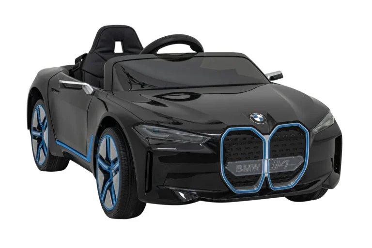 Bmw I4 Dječji Automobil Na Baterije, Crni + Spori Start + Eva + Eko Koža + Audio Led, Crna 10