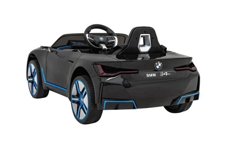 Bmw I4 Dječji Automobil Na Baterije, Crni + Spori Start + Eva + Eko Koža + Audio Led, Crna 6