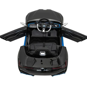 Bmw I4 Dječji Automobil Na Baterije, Crni + Spori Start + Eva + Eko Koža + Audio Led, Crna 8