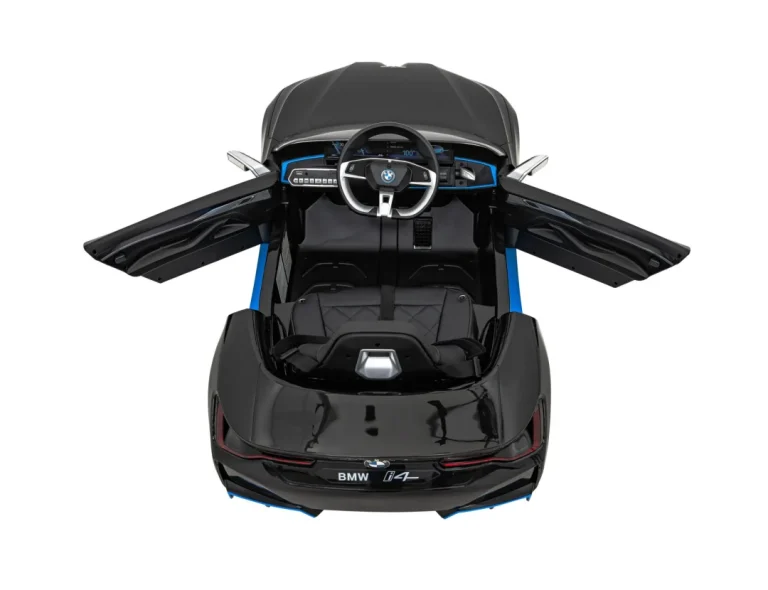 Bmw I4 Dječji Automobil Na Baterije, Crni + Spori Start + Eva + Eko Koža + Audio Led, Crna 8