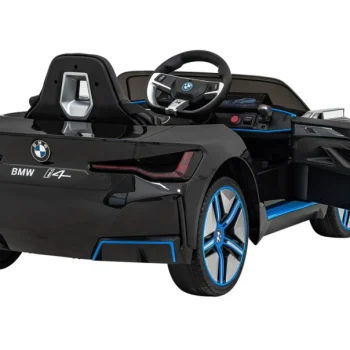 Bmw I4 Dječji Automobil Na Baterije, Crni + Spori Start + Eva + Eko Koža + Audio Led, Crna 9