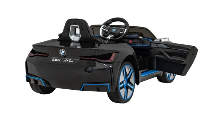 Bmw I4 Dječji Automobil Na Baterije, Crni + Spori Start + Eva + Eko Koža + Audio Led, Crna 9