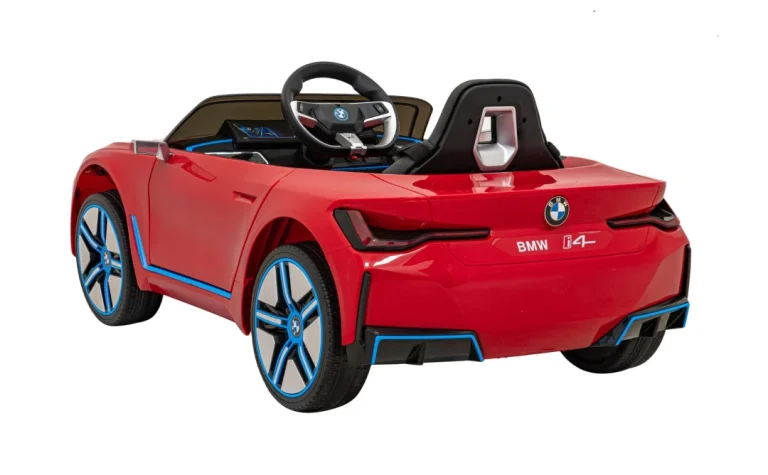 Bmw I4 Dječji Automobil Na Baterije, Crveni + Spori Start + Eva + Eko Koža + Audio Led, Crvena 6