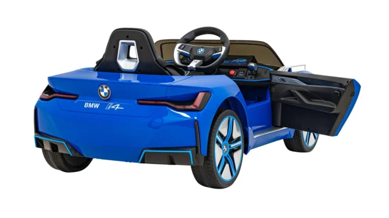 Bmw I4 Dječji Automobil Na Baterije, Plavi + Spori Start + Eva + Eko Koža + Audio Led, Plava 9