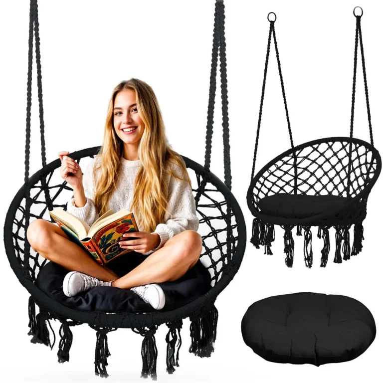 Boho Viseća Vrtna Ljuljačka, Crna (290011) 1