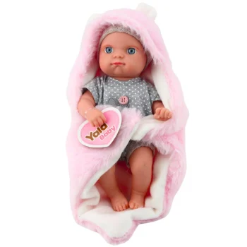 Babypuppe Im Grauen Pidžama Mit Rosa Hasendecke, 23 Cm 2