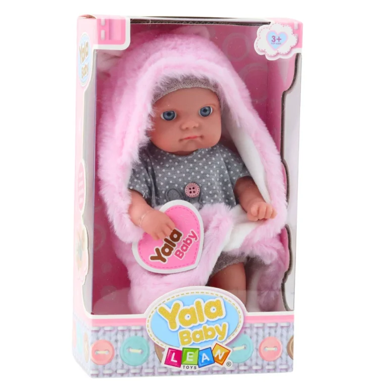 Babypuppe Im Grauen Pidžama Mit Rosa Hasendecke, 23 Cm 3