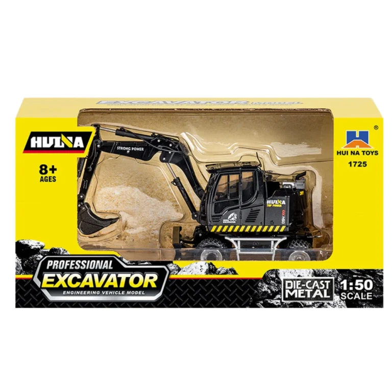 Bager Na Kotačima S Buldožerom Metal Huina Crna 1:50 (22764) 3