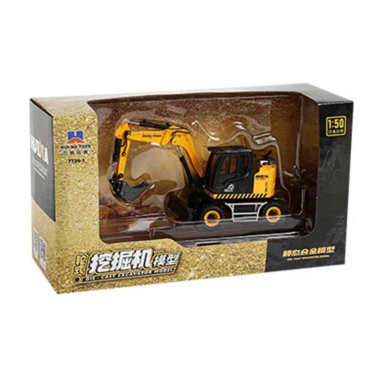 Bager Na Kotačima S Buldožerom Metal Huina Žuta 1:50 3