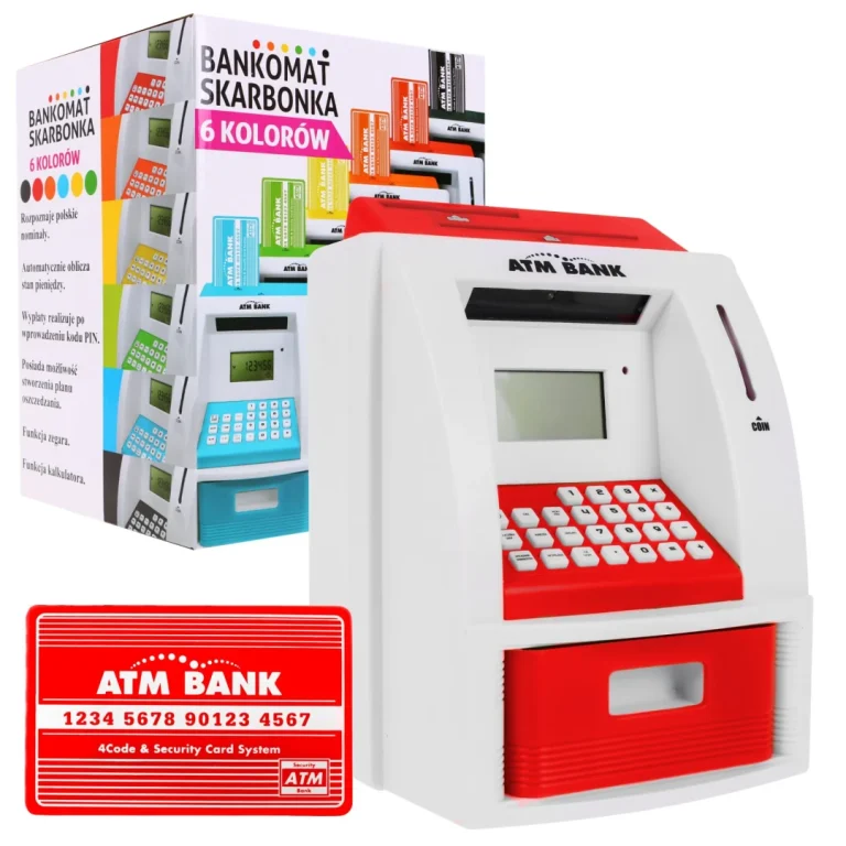 Bankomat Kasica Za Djecu 3+ Crveni S Karticom I Pin Om 1