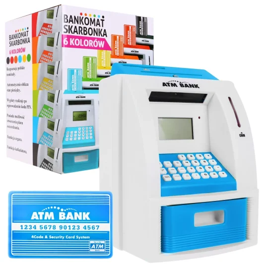 Bankomat Kasica Za Djecu 3+ Plavi S Karticom I Pin Om 1