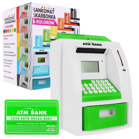 Bankomat Kasica Za Djecu 3+ Zeleni S Karticom I Pin Om 1