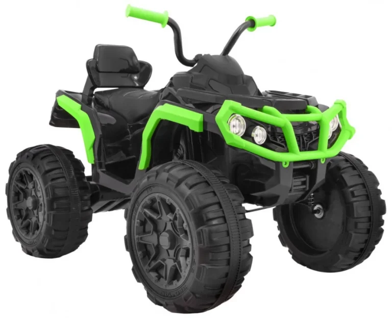 Baterijski Atv Quad Za Djecu Crno Zeleni + Eva Kotači + Mp3 Radio + Led + Spori Start 8