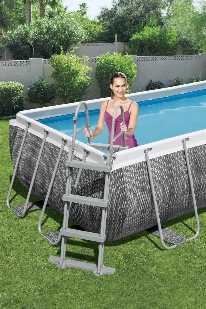 Bazen Power Steel Frame 404x201x100 Cm, Imitacija Ratana, 13x6 Stopa, Bestway 6 U 1 + Pumpa + 5
