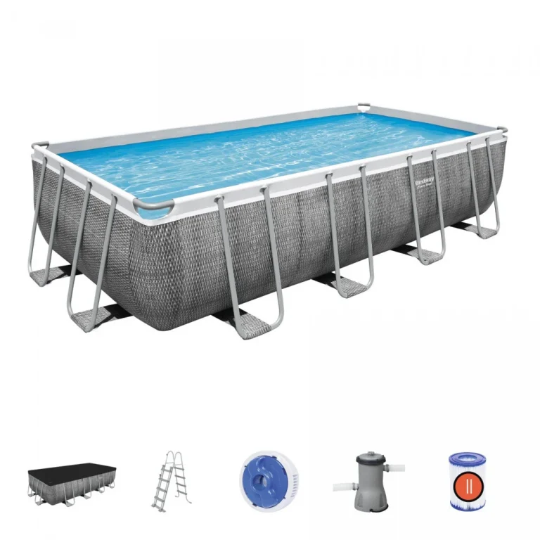 Bazen Power Steel Frame 488x244x122, Imitacija Ratana, 16x8 Stopa, Bestway 6u1 1