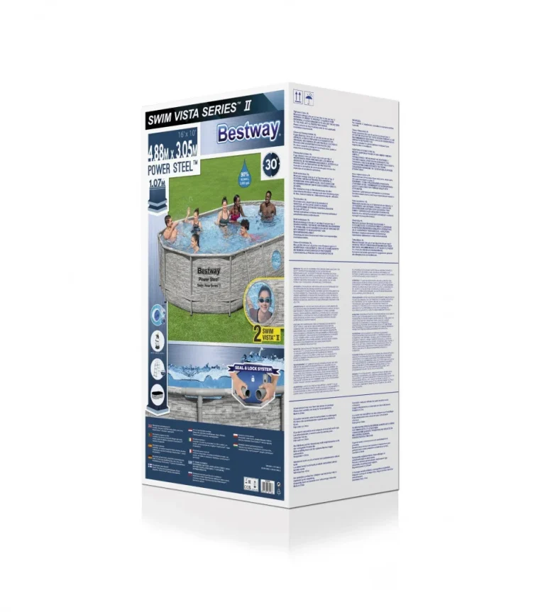 Bazen Power Steel Swim Vista Frame S Prozorom 488x305x107 16x10 Stopa Bestway 6 U 1 + Pumpa Za 8