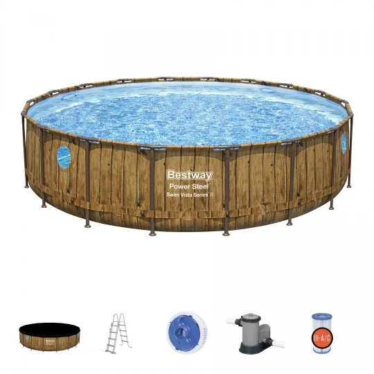 Bazen Power Steel Swim Vista Serije 549x122 Okrugli, 18 Stopa, Bestway 7 U 1 S Okvirom 1
