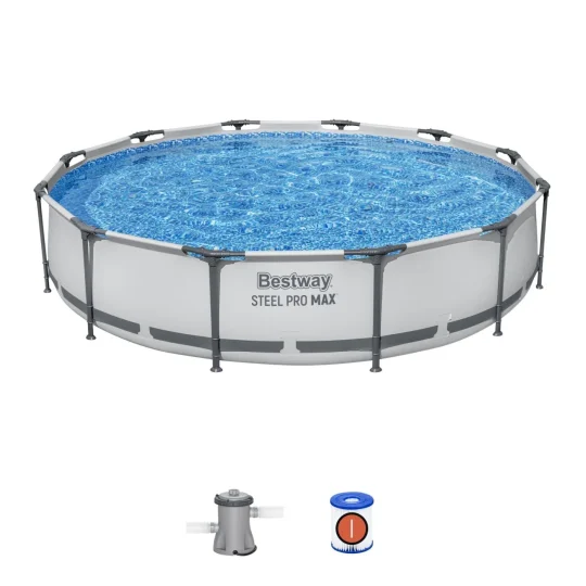 Bazen Steel Pro Max Frame 366x76, Okrugli, 3,6 M, Bestway 3 U 1 + Filter Pumpe 1